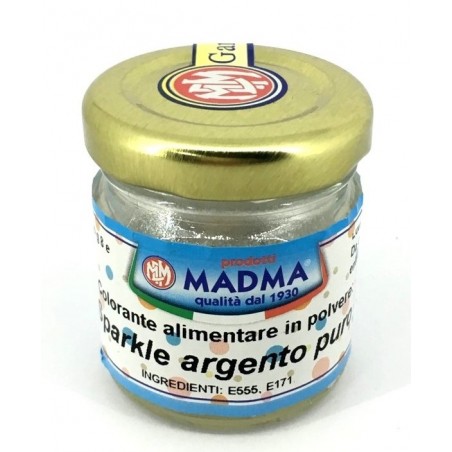 Colorante in polvere argento scintillante 8g per dolci e cake design